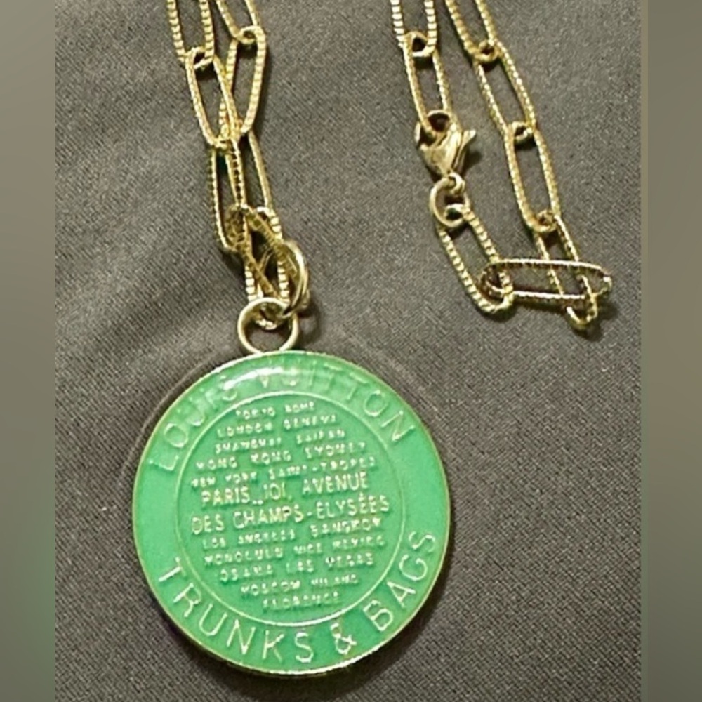 LV Trunks and Bag Charm Green & Gold